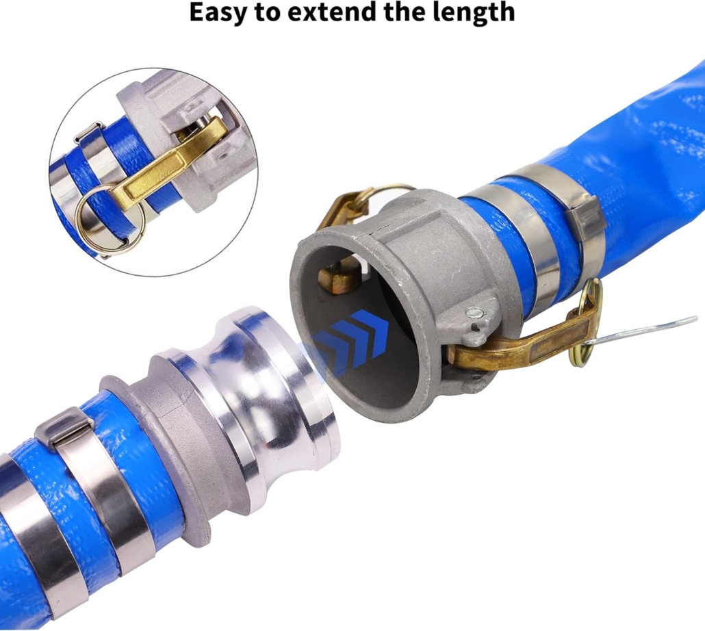 Layflat hose connect with fittings